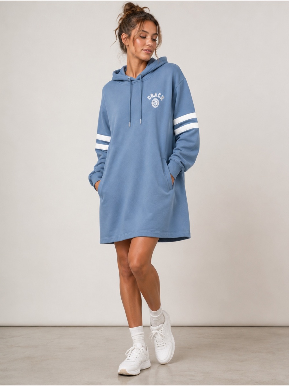 NWOT COACH Varsity Hooded Oversized Sweater Dress, XS